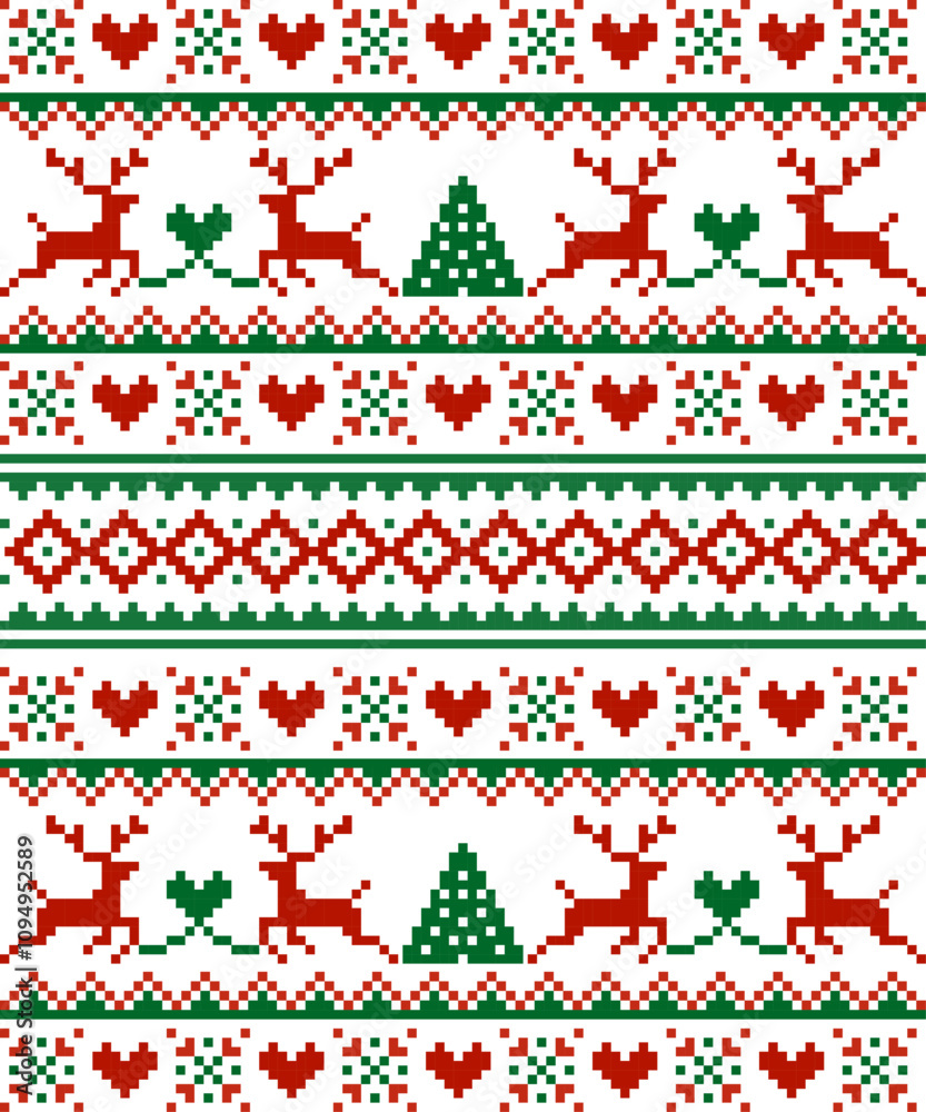 Christmas winter seamless vector pattern. Pixel deers and christmas trees
Christmas winter seamless vector pattern. Pixel deers and christmas trees