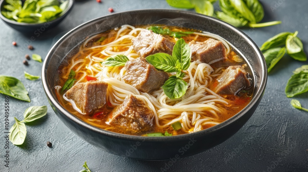 Delicious homemade noodle soup kitchen food photography cozy environment close-up view culinary delight Delicious homemade noodle soup kitchen food photography cozy environment close-up view culinary delight