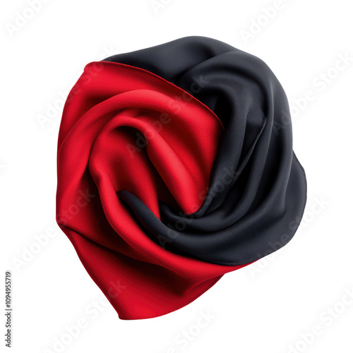 Elegant red and black silk scarf in a stylish swirl