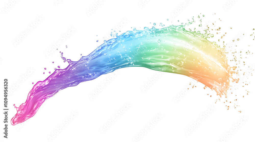Colorful rainbow with water splash on white background Colorful rainbow with water splash on white background
