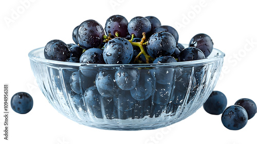 Wallpaper Mural Glass Bowl of Blue Grapes with Water Droplets - Realistic Image Torontodigital.ca