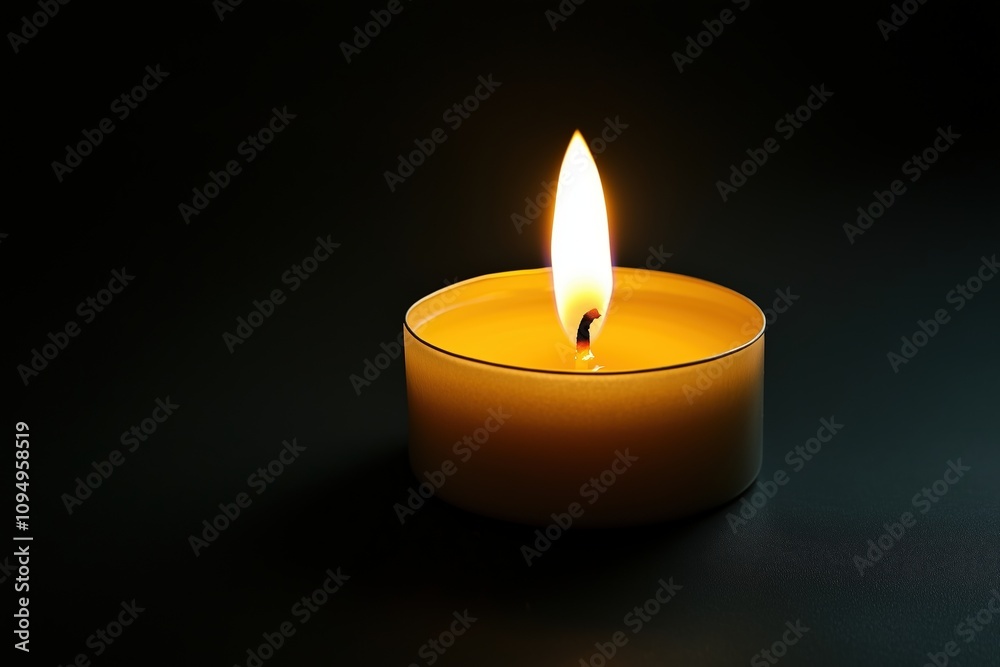 Close-up of a lit candle against a dark background Close-up of a lit candle against a dark background