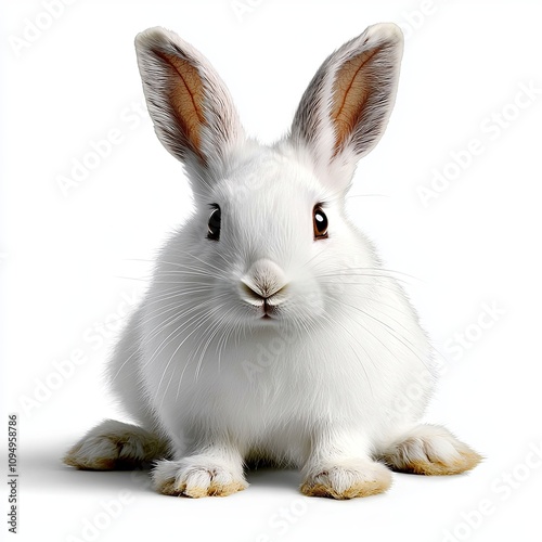 Arctic Hare on a White Background with Thick Fur