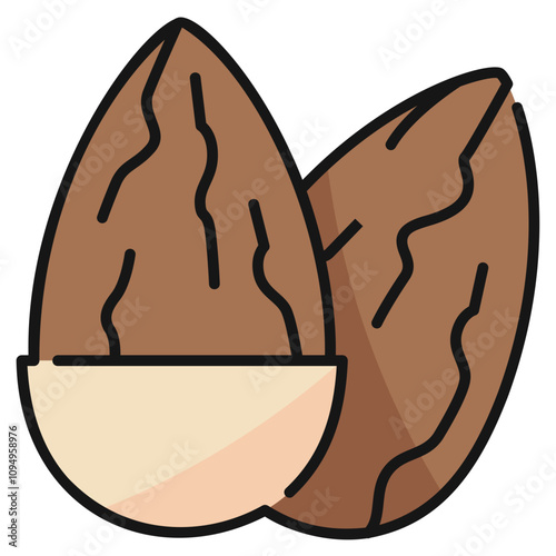 Nutrition Pack Icon,Almond Filled line Icon