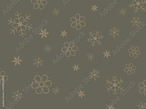 金色灰背景雪の結晶_横