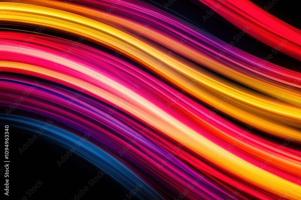 Flowing colorful light trails in vibrant pink, yellow, and red shades Flowing colorful light trails in vibrant pink, yellow, and red shades