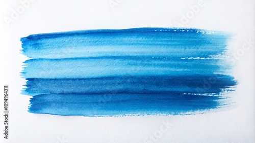 Elegant Blue Watercolor Stripe Hand Brush Drawing Texture on White Paper Design Template for Minimalist Aesthetic and Creative Projects