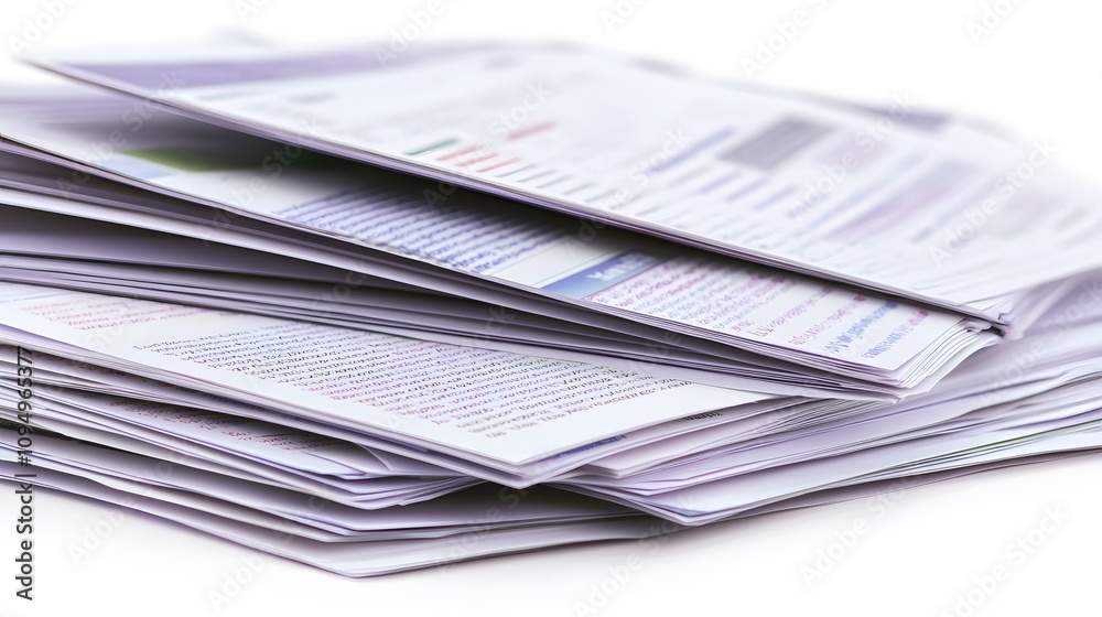 A pile of A4 papers with printed text, slightly fanned out. A pile of A4 papers with printed text, slightly fanned out.