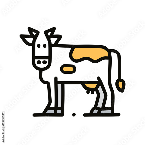 Cow vector illustration, filled design editable outline icon. Can be used for web and mobile.