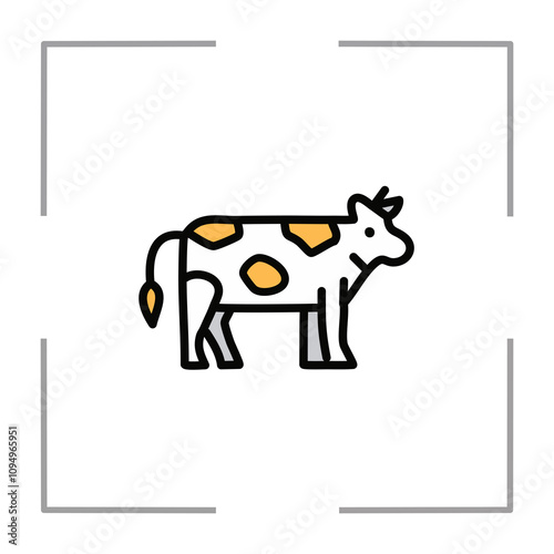 Cow. Animal, farm, farm. Vector icon in flat style