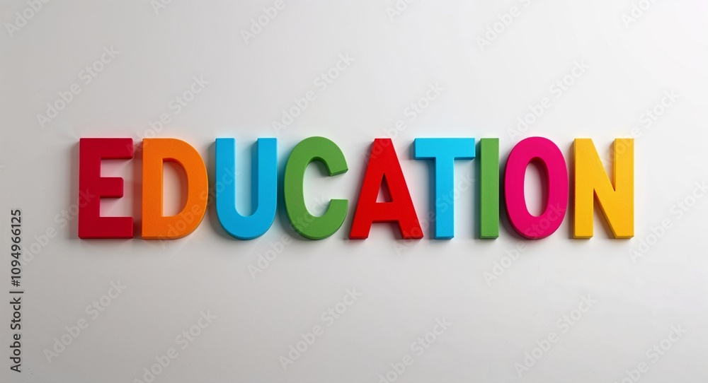 education artistic colorful style lettering on plain white background education artistic colorful style lettering on plain white background