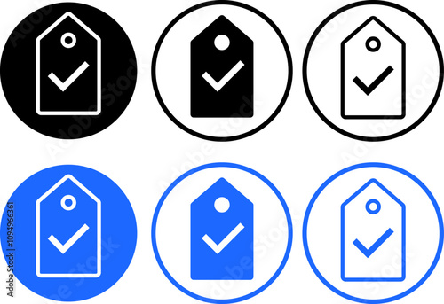 Check price tag icon set. Quality certify icon symbol. best price logo sign with check mark. Commerce and shopping symbol
