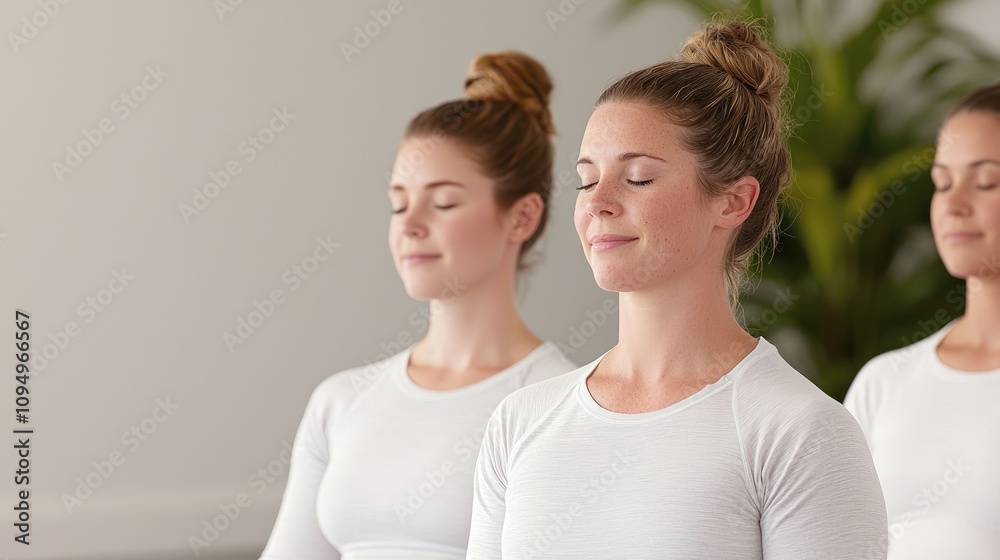 Mindfulness meditation practice wellness studio personal growth calm environment group setting inner peace and relaxation