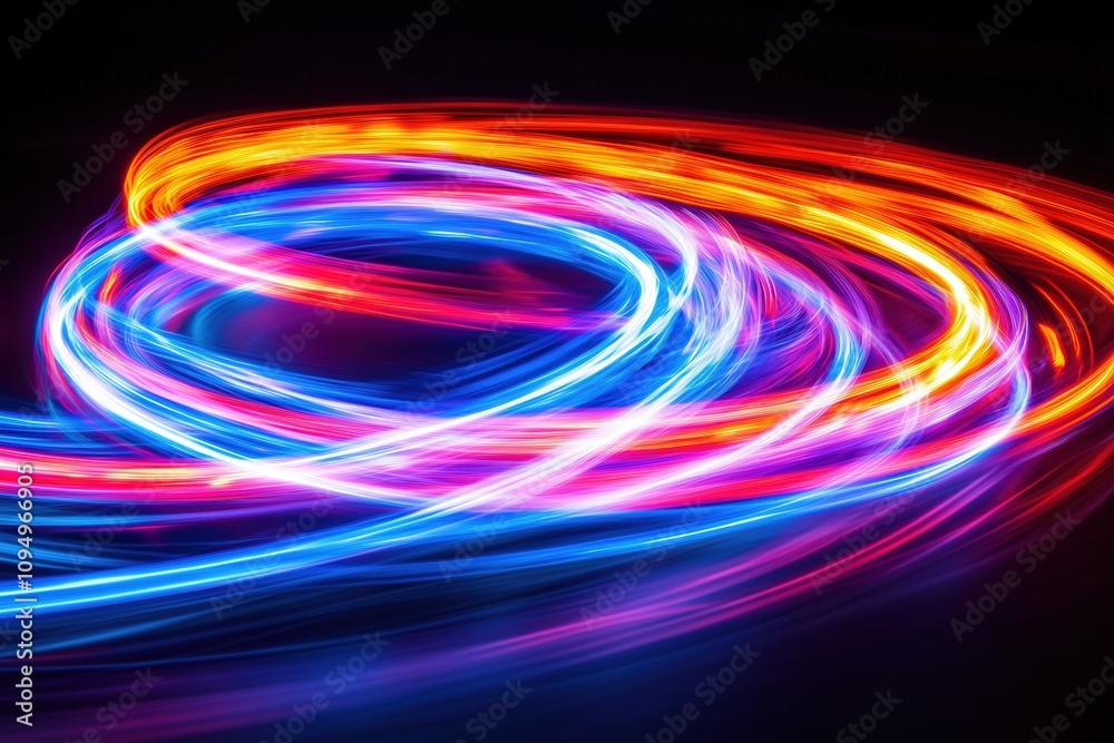 Vivid light trails of neon colors in motion Vivid light trails of neon colors in motion