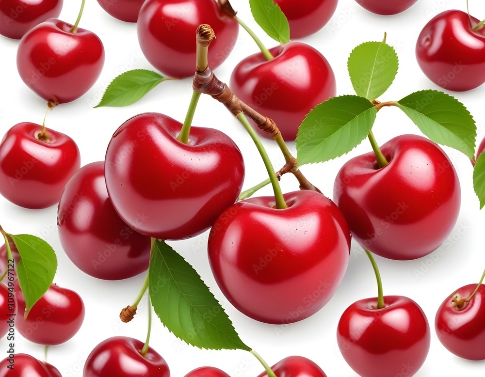 Red Cherry isolated on white background. Clipping path. Red Cherry isolated on white background. Clipping path.