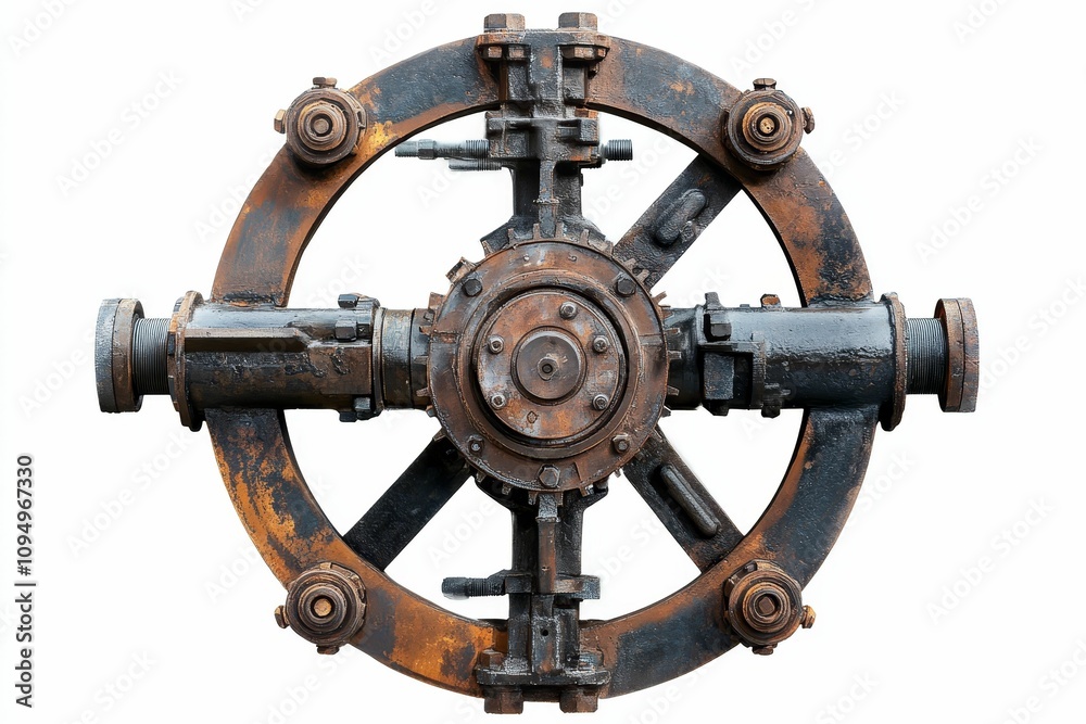 Obraz premium Rusty, circular industrial machine component.