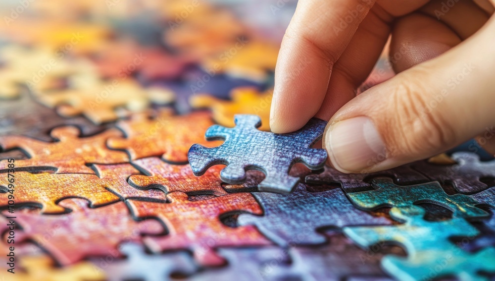 A Hand Placing the Final Puzzle Piece A Hand Placing the Final Puzzle Piece
