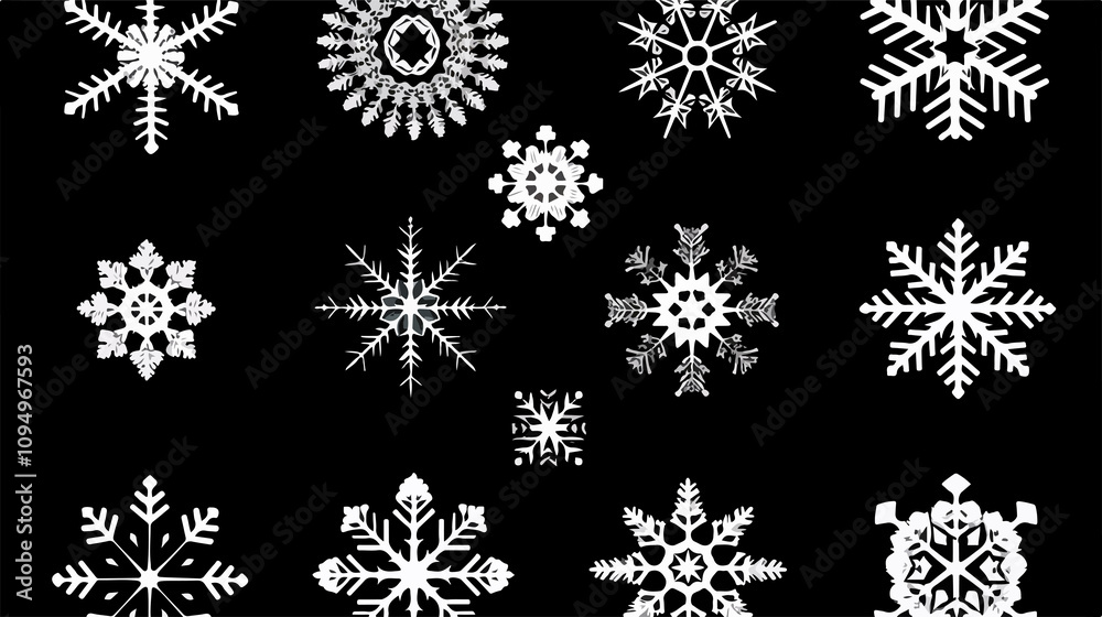 Snowflake Set Vector Silhouette Symbol Icon Design Snowflake Set Vector Silhouette Symbol Icon Design