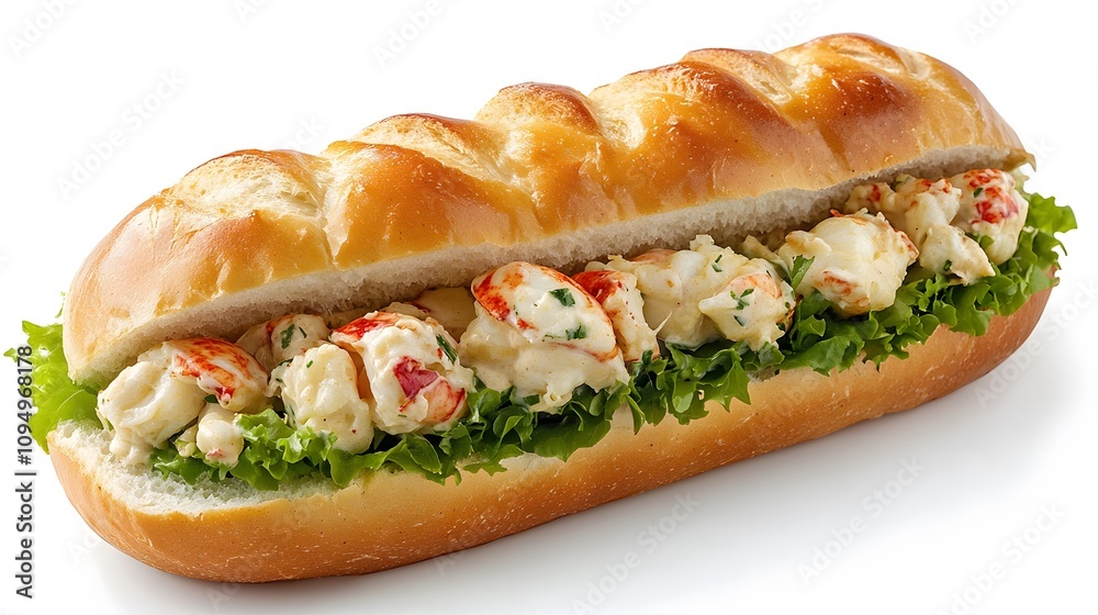 Food, New England Lobster Roll, on White Background, Photo Realistic, Wallpaper, Cover and Screen for Smartphone, PC, Laptop, 9:16 and 16:9 Format