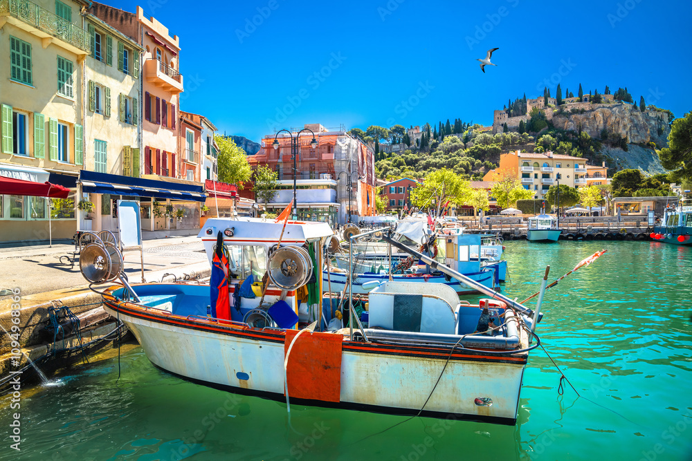 Idyllic coastal town of Cassis on French riviera turquoise waterfront view