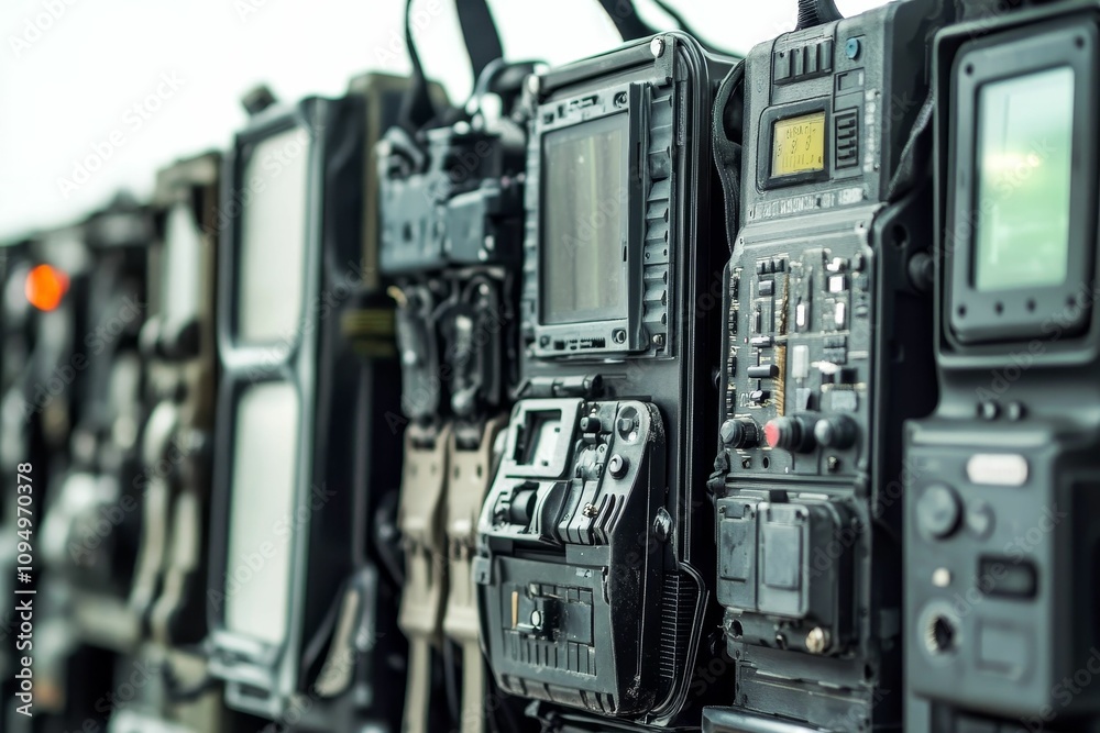 Fototapeta premium Row of weathered, technological equipment.
