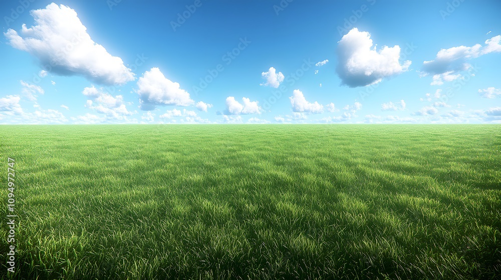 Green fields without people, clear air during the day, clear sky, beautiful white clouds floating around, giving a sense of openness, freshness, suitable for use as a background, with plenty of space. Green fields without people, clear air during the day, clear sky, beautiful white clouds floating around, giving a sense of openness, freshness, suitable for use as a background, with plenty of space.