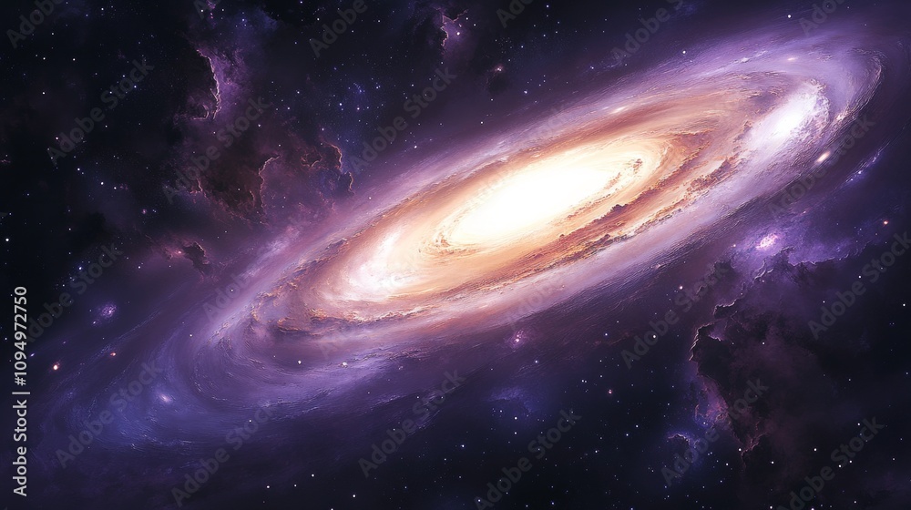 Fototapeta premium Pastel Galaxy, Swirling Milky Way with Ethereal Space, Spiral Nebula and Cosmic Clouds