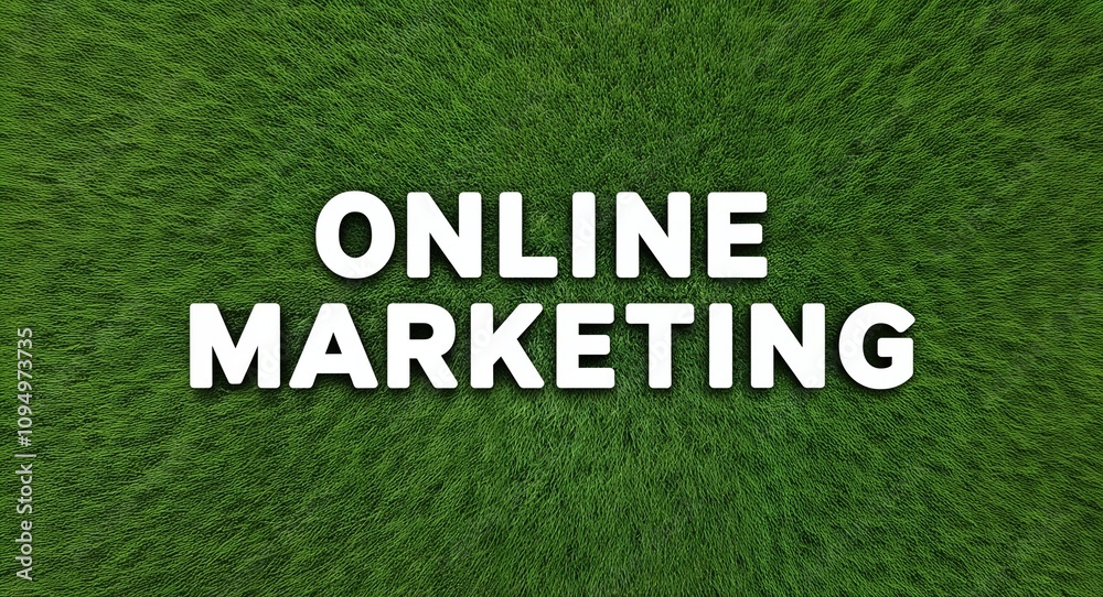 online marketing white lettering on grass background online marketing white lettering on grass background
