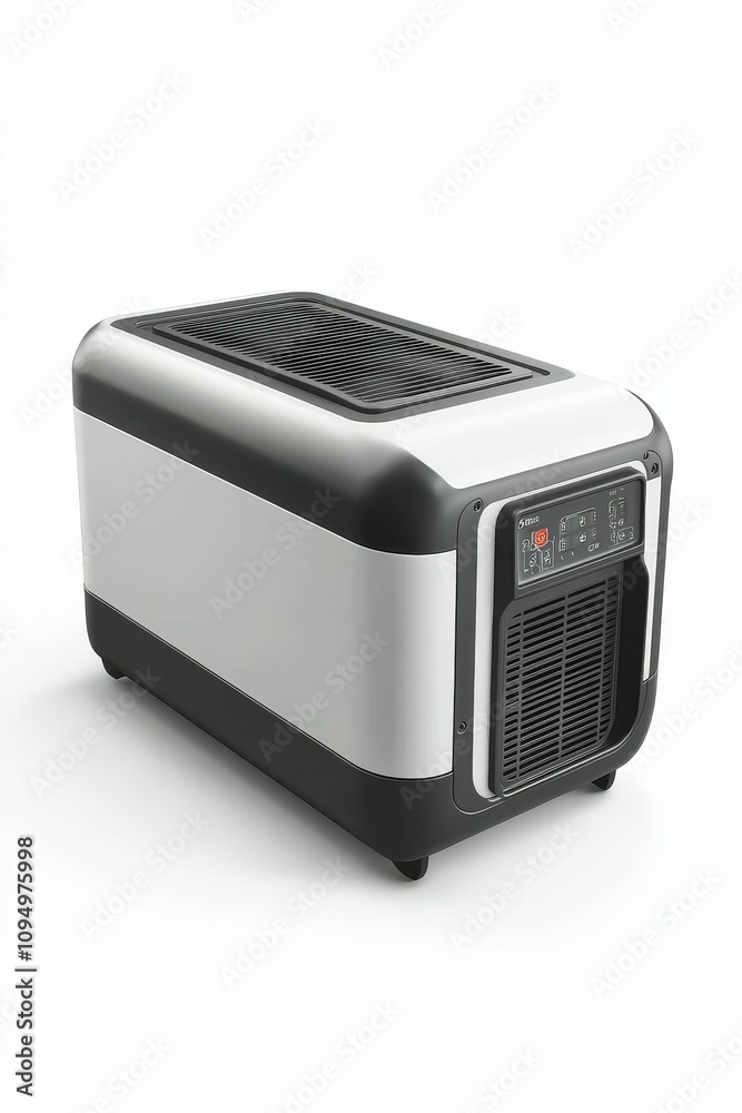 Modern gray and black portable air conditioner. Modern gray and black portable air conditioner.