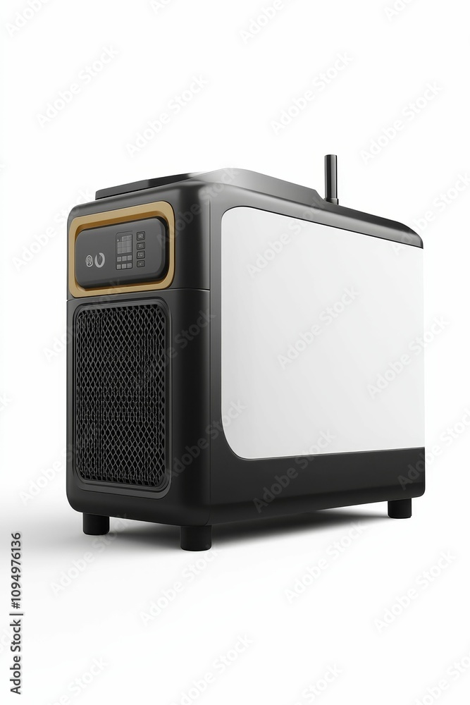 Black and gold modern air conditioner unit. Black and gold modern air conditioner unit.