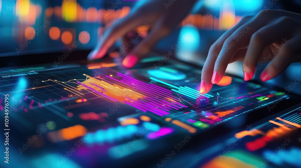 Illustration style Business and Productivity, teamwork concepts, depicting coworkers working together on a laptop screen showing analytics, with vibrant and dynamic visuals, Illustration style Business and Productivity, teamwork concepts, depicting coworkers working together on a laptop screen showing analytics, with vibrant and dynamic visuals,