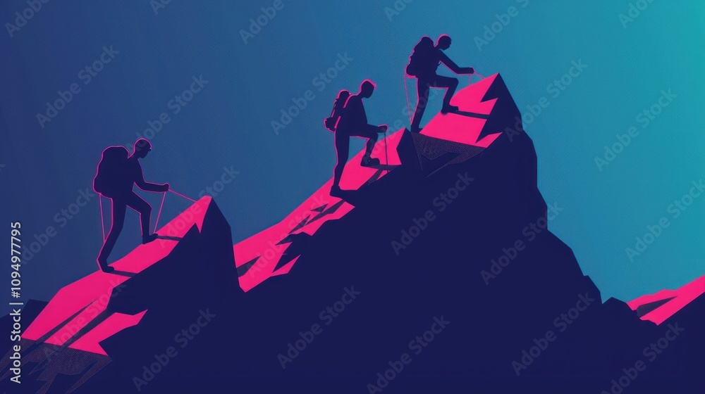 Fototapeta premium Climbers on a Mountain Peak