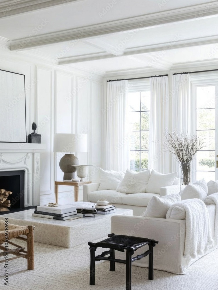 Serene White Living Room With Modern Minimalist Decor Serene White Living Room With Modern Minimalist Decor