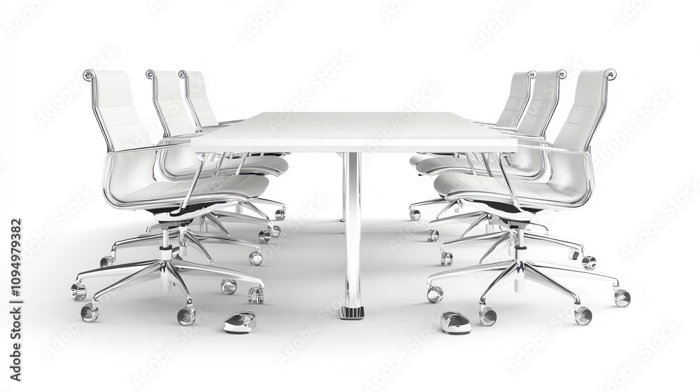 Modern conference table with ergonomic chairs, white isolate background. Modern conference table with ergonomic chairs, white isolate background.