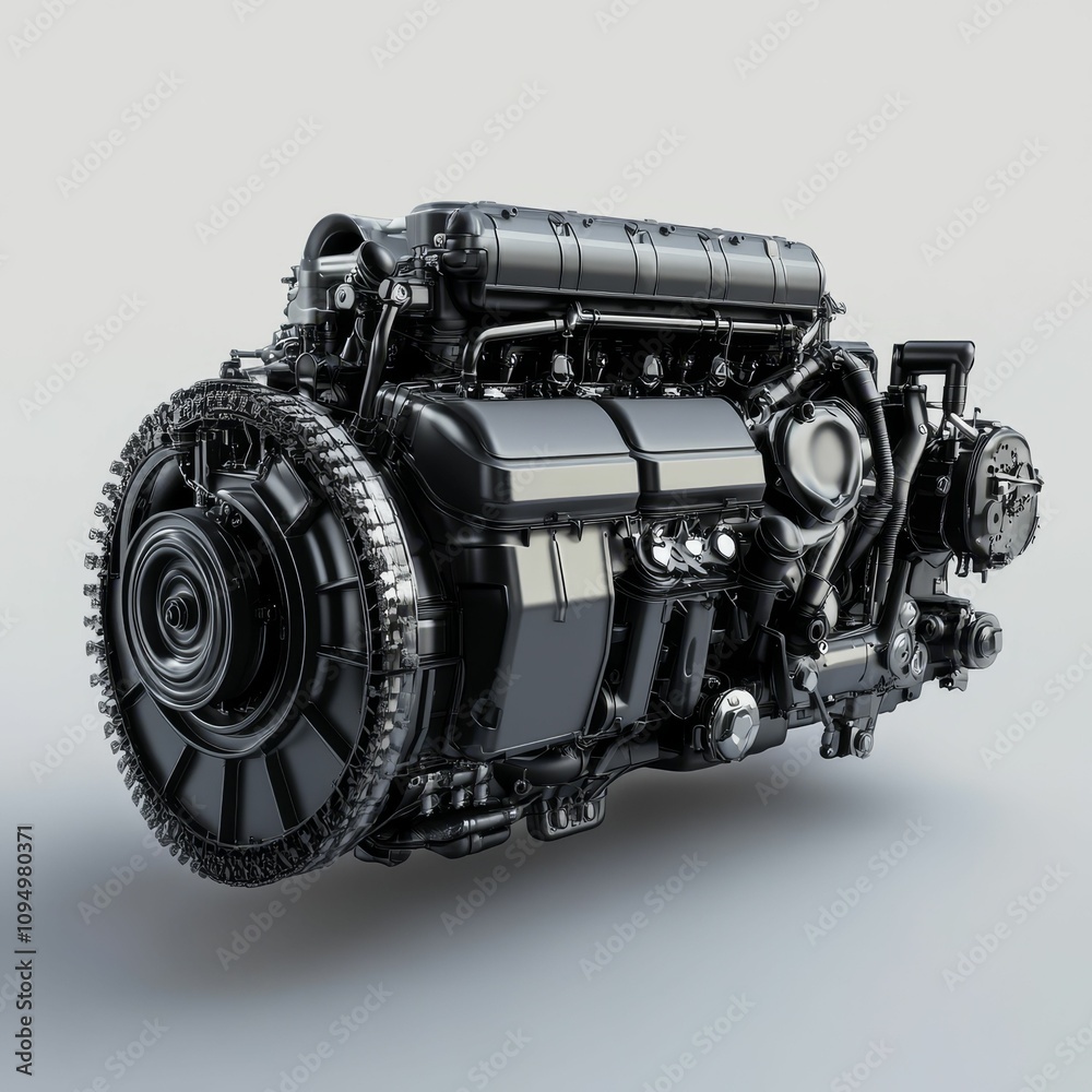 Black powerful industrial engine, detailed design. Black powerful industrial engine, detailed design.