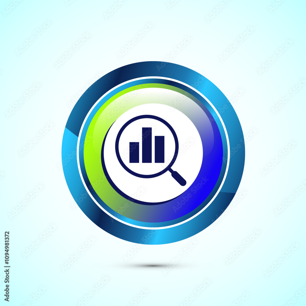 Data analytics icon design illustration. Market research, analytic icon, Glossy Round Button Design Data analytics icon design illustration. Market research, analytic icon, Glossy Round Button Design
