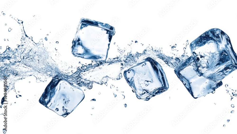 Ice Cubes Splashing in Water Ice Cubes Splashing in Water