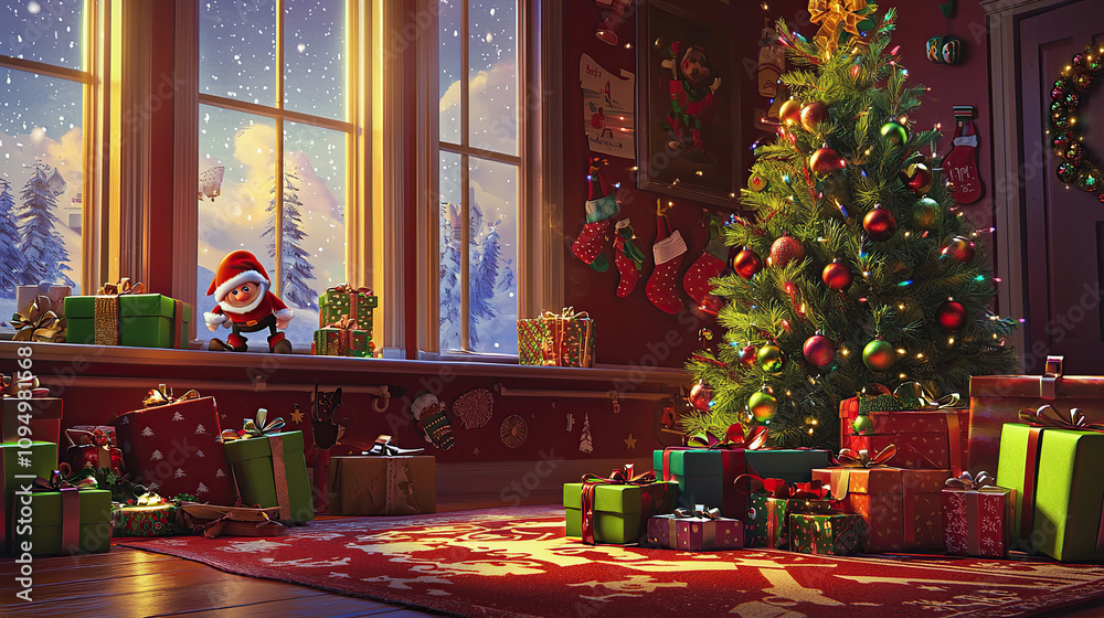christmas, child, tree, gift, holiday, xmas, present, celebration, decoration, background, generative, ai, box, people, boy, baby, santa, woman, fun, kid, children, family, smiling, happiness, winter,