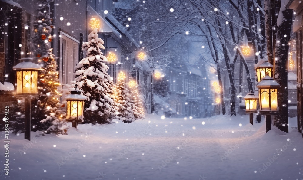 Snowy Christmas night in the village Snowy Christmas night in the village