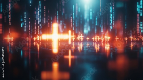 Wallpaper Mural Digital Crosses: A Cyberpunk Neon Glimmer Torontodigital.ca