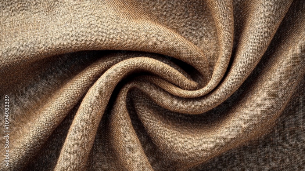 Elegant swirls of soft, beige linen fabric create a mesmerizing spiral pattern, showcasing the material's natural texture and drape in warm, earthy tones. Elegant swirls of soft, beige linen fabric create a mesmerizing spiral pattern, showcasing the material's natural texture and drape in warm, earthy tones.