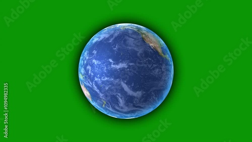 Earth rotates animation on green background. Animated of planet earth rotation. Green Planet Earth motion graphics. Continents and oceans 4k video.