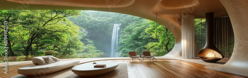 shape of fantasy house interior with curved lines.