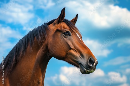 Majestic Arabian Stallion in Summer Meadow