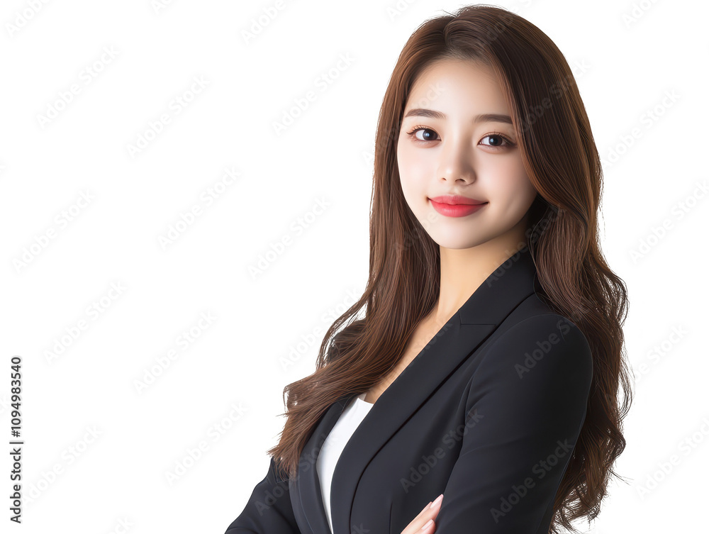 Portrait of confident woman in stylish business suit and white shirt Portrait of confident woman in stylish business suit and white shirt
