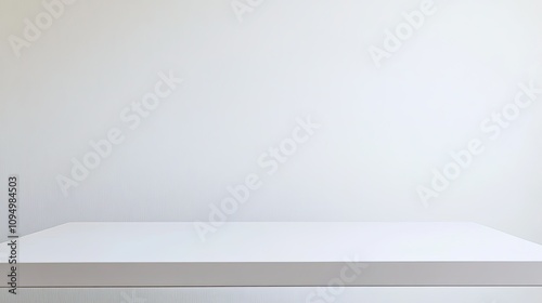 Minimalist White Table with Smooth Surface Against Plain White Wall for Stylish Interior Design and Modern Aesthetic in Contemporary Spaces