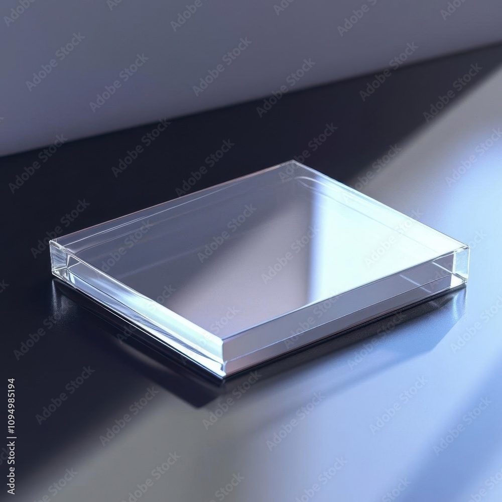 Transparent Glass Display Platform on a Black Background Transparent Glass Display Platform on a Black Background