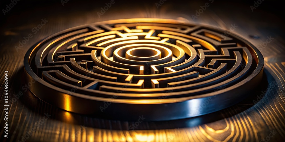 Engaging Black Round Maze Puzzle Game for Kids, Fun Labyrinth Illustration Featuring a Challenging Pathway for Young Minds to Explore and Solve in a Creative Low Light Setting Engaging Black Round Maze Puzzle Game for Kids, Fun Labyrinth Illustration Featuring a Challenging Pathway for Young Minds to Explore and Solve in a Creative Low Light Setting