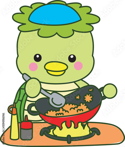Kawaii japanese mythology Kappa sticker cute.
Cute kappa mascot ghost japanese.