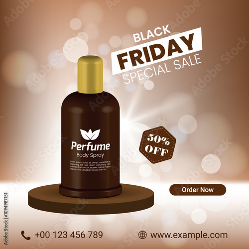Cosmetic product ad Perfume bottle vector illustration.